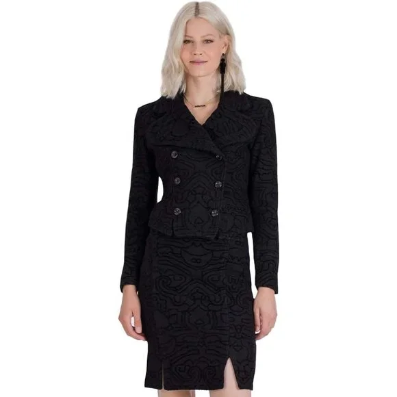NWT Vertigo Paris Women's Black Wool Modern Day Pea Coat Size XL 1122 - Picture 11 of 13